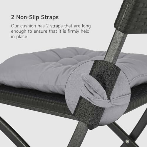Chair cushion with non-slip straps.