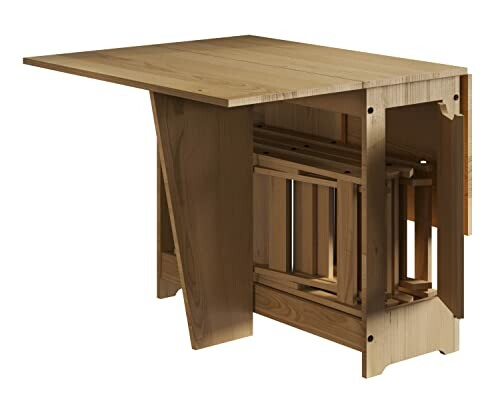 A wooden drop-leaf table with chairs stored underneath, showcasing the versatility of the Mercers Furniture Corona Butterfly Dining Set.